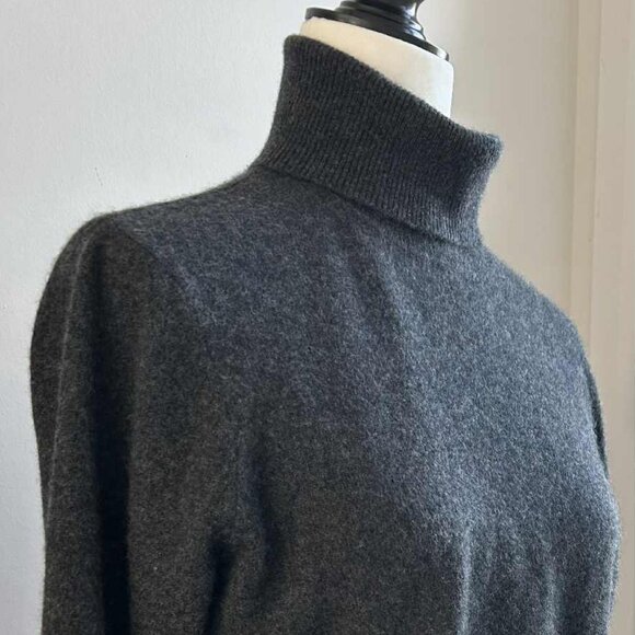 Lauren Ralph Lauren Charcoal 100% Cashmere Rib Turtleneck Sweater – US Petite L - Picture 1 of 9